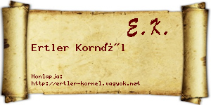 Ertler Kornél névjegykártya